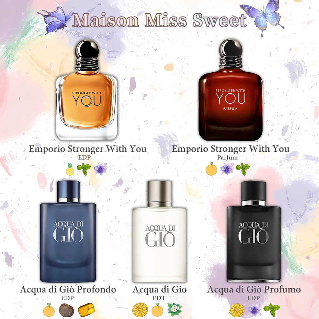 แท้ น้ำหอมกลิ่นสะอาด✨Stronger With You / Acqua di Gio/ Sì Passione/ My Way  EDP 2ml 5ml 10ml น้ำหอมสำหรับผู้ชาย