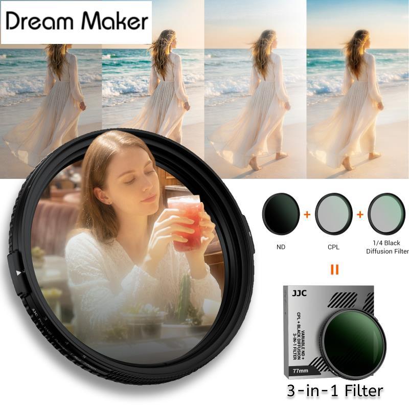 3-in-1 ND & CPL & 1/4 Black Mist Filter Variable ND2-32 Polarizer 1/4 Black Diffusion 49mm 52mm 55mm