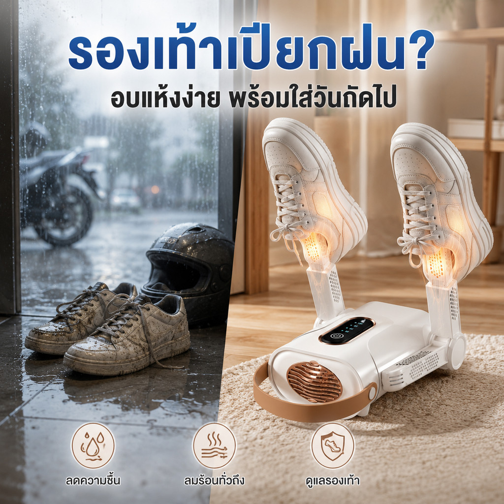 เครื่องอบรองเท้าไฟฟ้า พกพาง่าย กำจัดกลิ่นอับ กำจัดเชื้อรา อบรองเท้าผ้าใบ รองเท้าผ้าใบ รองเท้าบูทได้