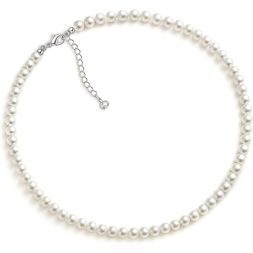 Zeffy สร้อยคอมุก 4 มม./6 มม./8 มม. Dainty รอบเลียนแบบ Pearl Choker สร้อยคองานแต่งงานสร้อยคอไข่มุก De