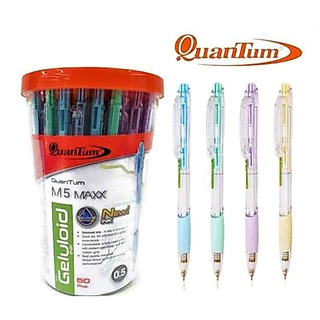 (USP)💢พร้อมส่ง💢 (กระปุก50ด้าม) แท้💯 QuanTum M5 Max ควอนตั้ม ปากกา เจลลูลอยด์ เอ็ม5 แมกซ์ 0.5mm ปากกาลูกลื่น