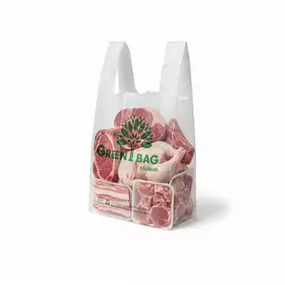 ถุงหิ้ว(HD)เนื้อถุงใส ตราผีเสื้อ พิมพ์โลโก้ Greenbag สามารถย่อยสลายได้ เป็นมิตรต่อสิ่งแวดล้อม