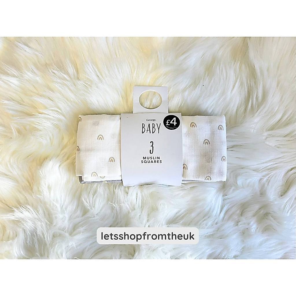 George Neutral Rainbow Muslin Squares 3 แพ็ค