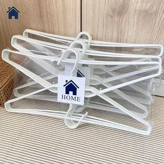HOME ไม้แขวนไซส์ใหญ่พิเศษ ไม้แขวนเสื้อ จัมโบ้ แพ็คละ 10 ชิ้น ลวดหุ้มพลาสติกอย่างดี สีขาว #Big Big
