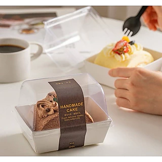 ส่งฟรี ส่งไว กล่องเค้กโรลฝาสูง ใส่แซนวิช ขนม Snack box (50 ชุด) T038 PackPro