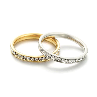 COD💖แหวน Rhinestone 3 มม,แหวนเหล็กไทเทเนียมอารมณ์แฟชั่น,เครื่องประดับมือสำหรับคู่รัก-Lune