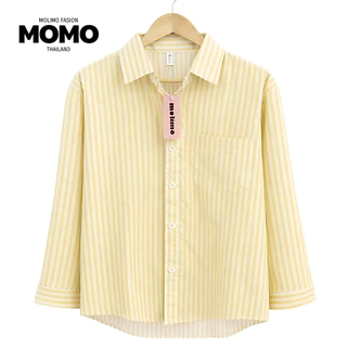 CICI_shop2 | เสื้อผู้หญิงลายทาง แขนยาว เสื้อเชิ้ต ทรง Oversize หลวมๆ พรางหุ่น #085
