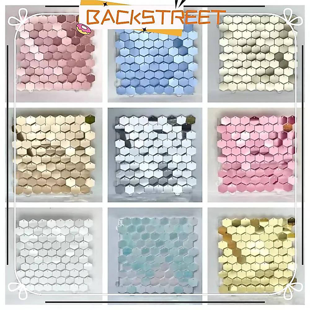 BACKSTAGE Sequin Panel Wall Decor, Silver Gold PET เลื่อมฉากหลัง,แฟชั่นหกเหลี่ยม Glitter Photo ฉากหล
