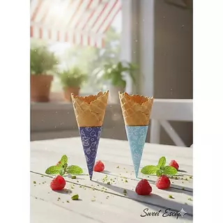 กระดาษสวมโคนลายกราฟิกมี 4 สี กระดาษสวมโคนไอศกรีม จำนวน 200 ชิ้น