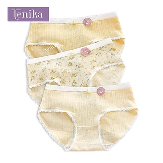 TENIKA กางเกงชั้นใน ผ้าฝ้ายสไตล์ญี่ปุ่น ลายดอกไม้น่ารัก ผ้าฝ้าย KNI-073