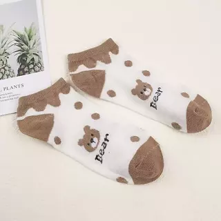 แพ็ค5คุ่ พร้อมส่ง ถุงเท้าข้อสั้น สไตล์น่ารักๆลายหมีน้ำตาล 🐻 P