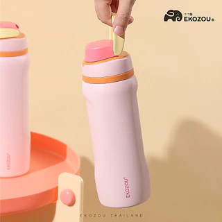 EKOZOU รุ่น EKO POPSIP ขวดน้ำสแตนเลส 304 เคลือบเซรามิก เก็บอุณหภูมิร้อน-เย็น มีหลอดดูดในตัว