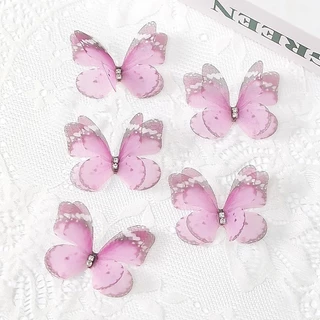10 ชิ้นชีฟองผีเสื้อตาข่ายผีเสื้อ DIY สติ๊กเกอร์ติดผนัง Hairpins เด็ก Headwear Hairgrip กิ๊บติดผมอุปกรณ์เสริมผมงานแต่งงานตกแต่ง