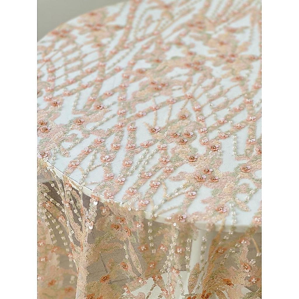 N58 Sequined Plant ดอกไม้ Jacquard ฝรั่งเศสปักผ้ากอซลูกไม้ผ้า Cheongsam ชุด Hanfu อุปกรณ์เสริม