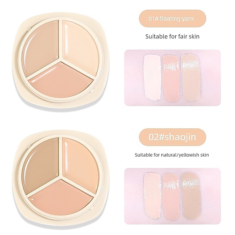concealer คอนซีลเลอร์ Novo6272 Repairing Tricolor CONCEALER Cover Dark Circles Acne Marks Face Spots