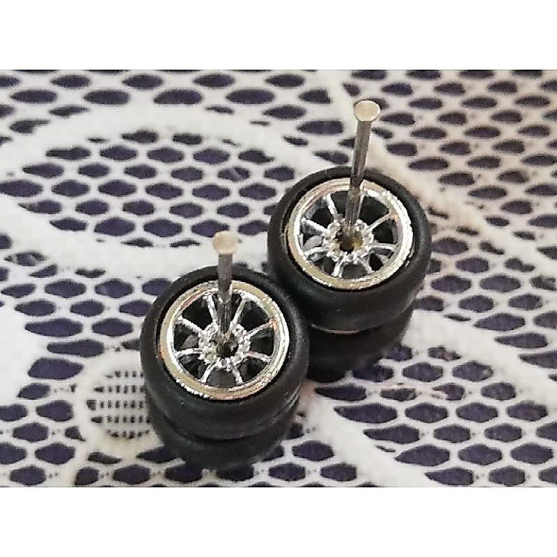 Tayar Getah 8 Spoke Rubber Wheels Hot Wheels Chrome
