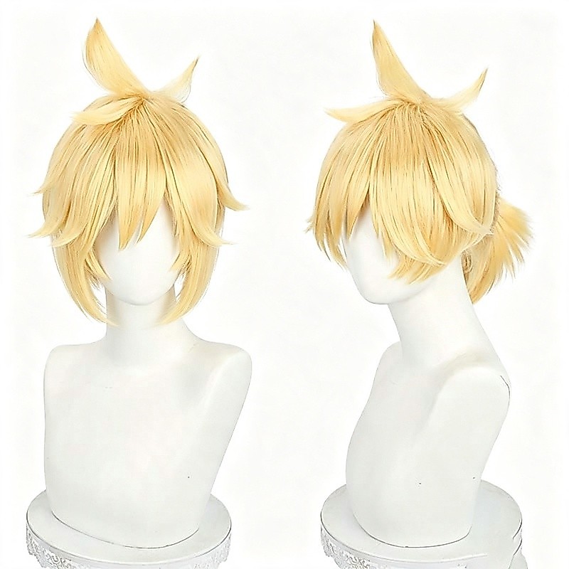 Kagamine Twins Kagamine Rin Kagamine Len Cosplay Wig, Anime Cos Hair for Role‑Play Party Performance