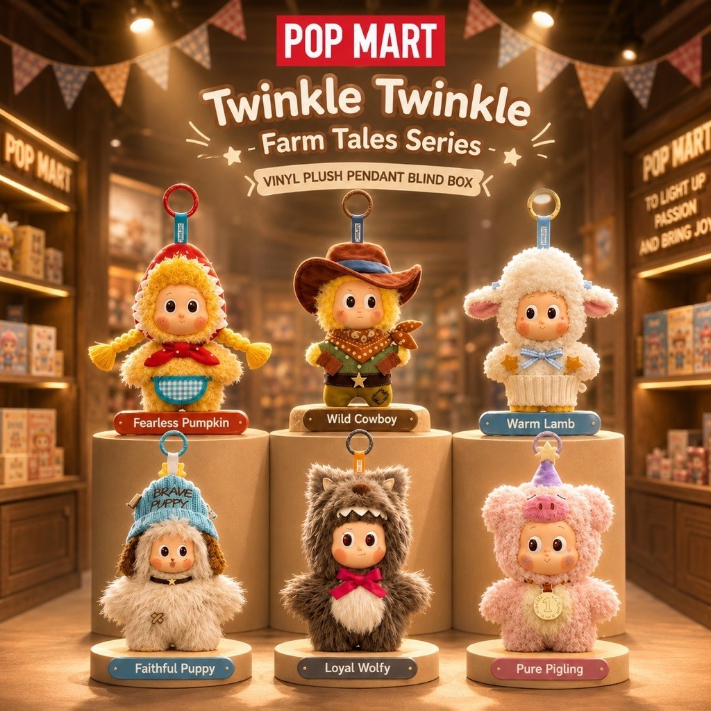 【ของแท้ % Magic Pick 】POP MART Twinkle Twinkle Farm Tales Series | Vinyl Plush Pendant พวงกุญแจตุ๊กตา
