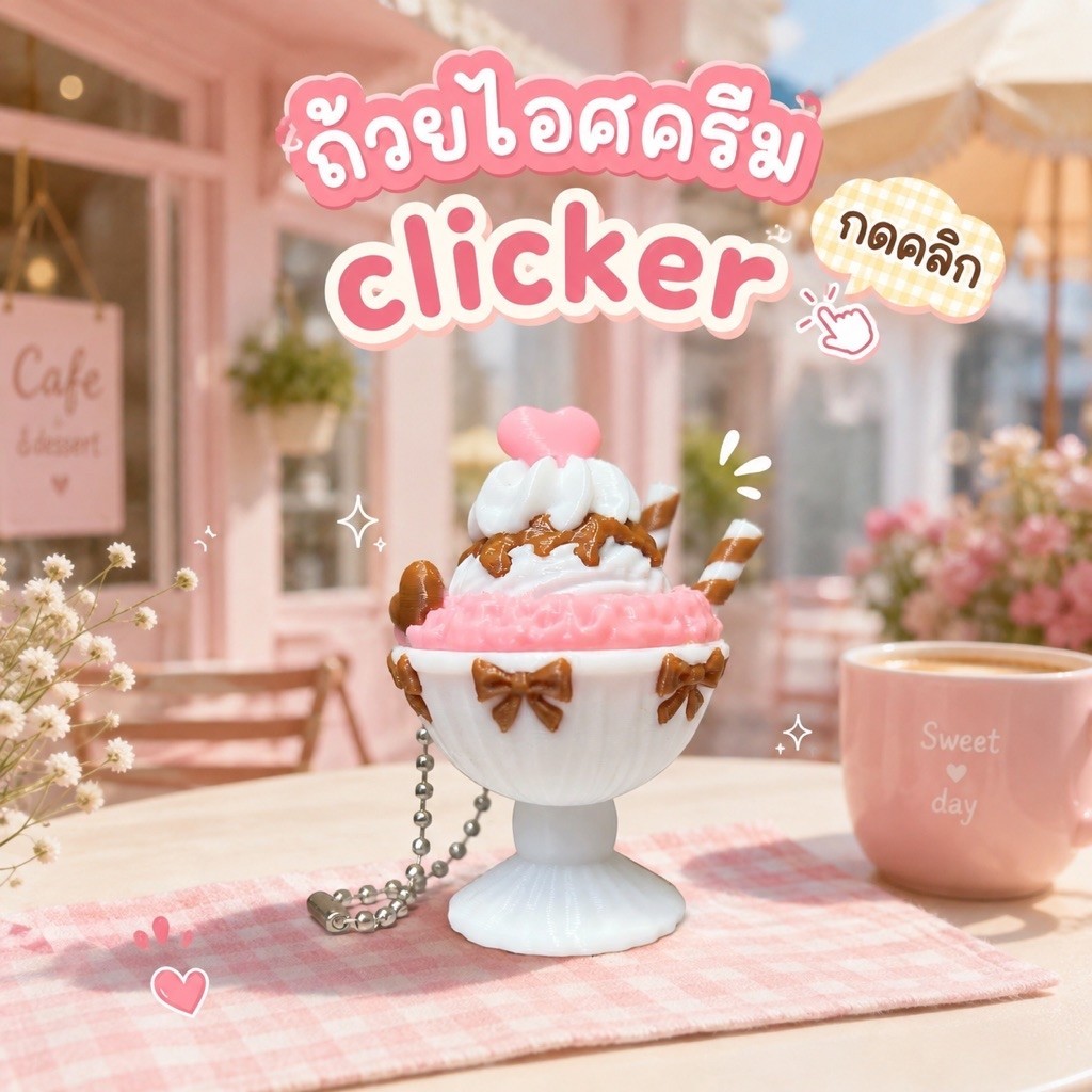 ถ้วยไอศกรีม Clicker ✨🍦 สวิตช์ฟ้าเสียงคลิกๆ