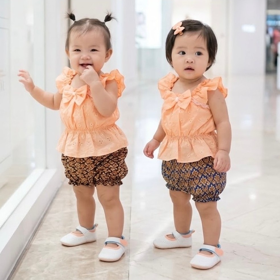 ชุดไทยเด็ก ชุดสงกรานต์ (รหัสD83) เสื้อลูกไม้พร้อมกางเกงผ้าไทย แรกเกิด-9เดือน น้ำหนัก3-9กิโล (เหลือง/ชมพู/ส้ม/ฟ้า/เขียว