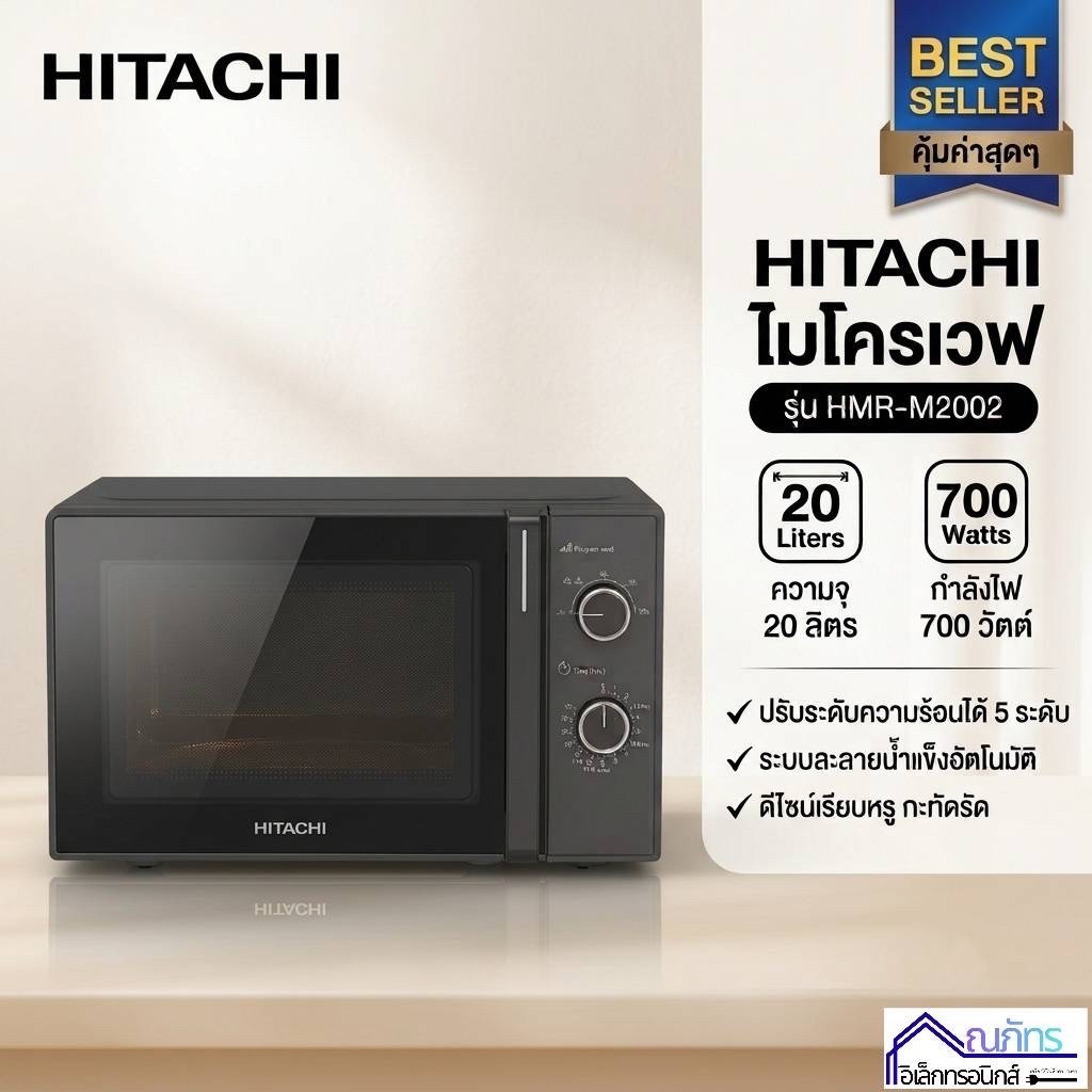HITACHI ไมโครเวฟ รุ่น HMR-M2002 20 ลิตร 700วัตต์