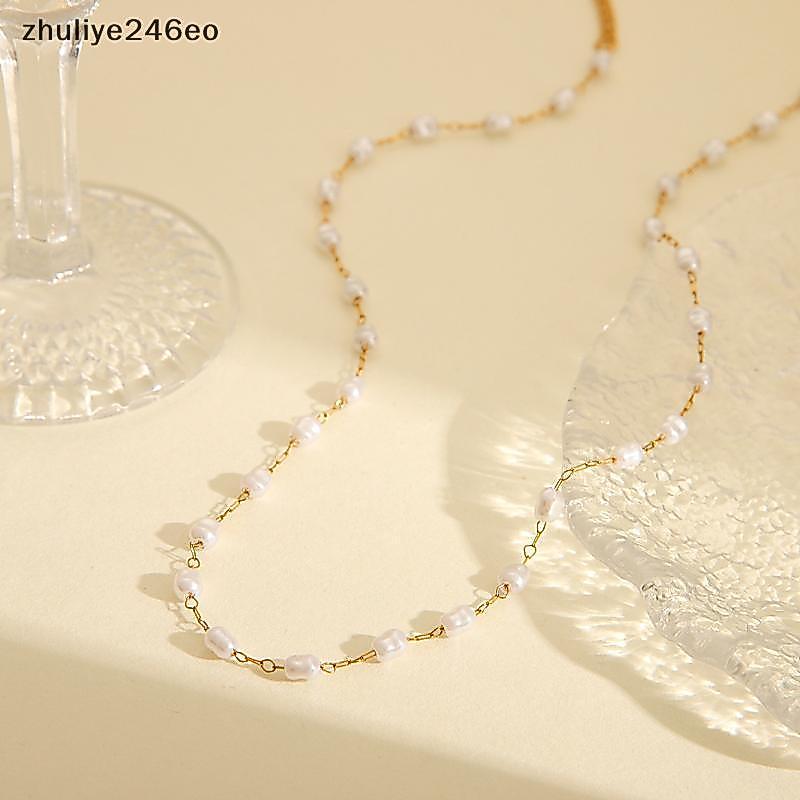 Zhuliye246eo] French Retro Court Style Minimalist Gold Plated Pearl Nelace Elegant Jewelry for Women