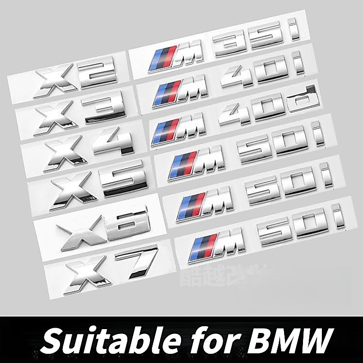 [ป้าย M ฟรี] เหมาะสําหรับ BMW X2 X3 X4 X5 X6 X7 ป้ายรถ M35i M40i M50i ป้ายรถสติกเกอร์คําดัดแปลงด้านห