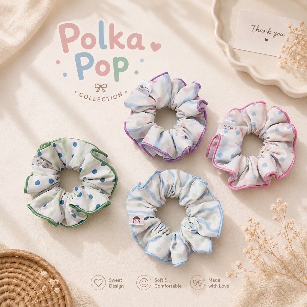 ยางรัดผม •BK-TIN HANDMADE• Polka Pop