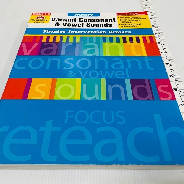 สภาพดี แบบฝึกหัด Phonics Intervention Centers Variant Consonant & Vowel Sounds ระดับประถม 230 บาท