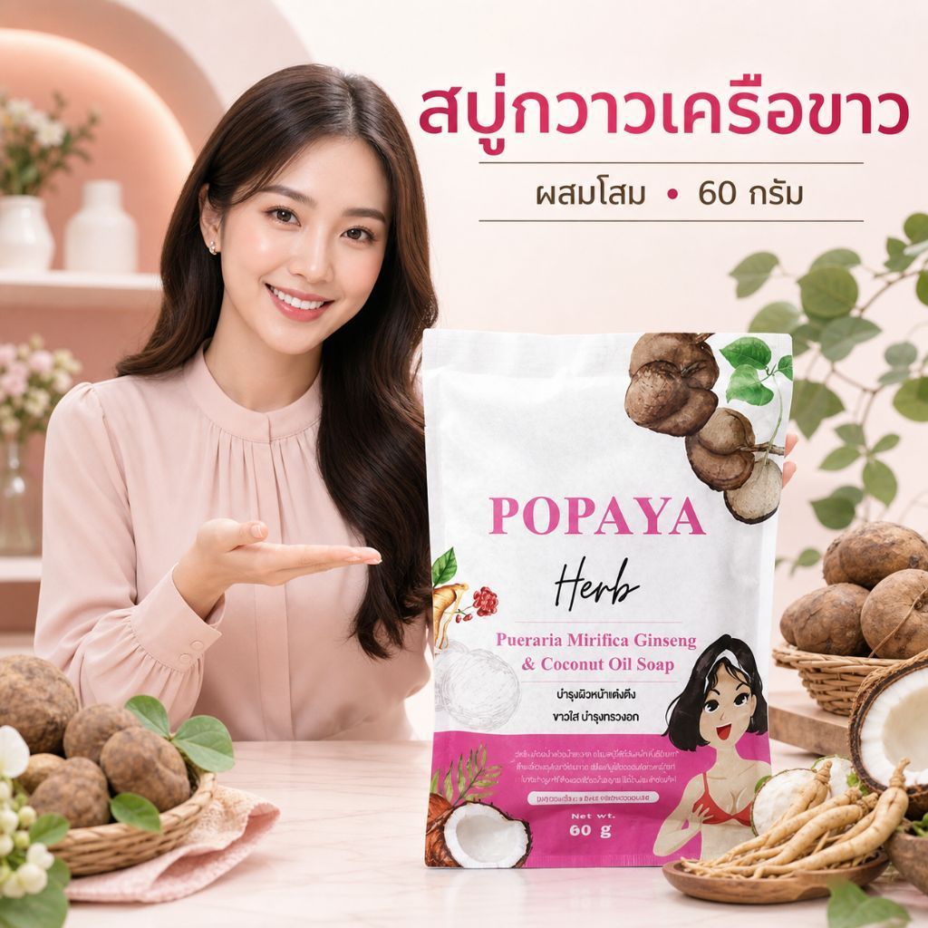 สบู่กวาวเครือขาว ผสมโสมน้ำมันมะพร้าว