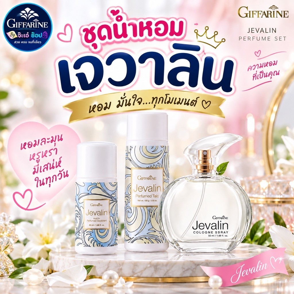 เซ็ตตัวหอม กลิ่นเจวาลิน เสริมเสน่ห์ ชวนหลงใหลมั่นใจตลอดวัน ด้วยกลิ่นหอมยอดฮิต Jevalin Set
