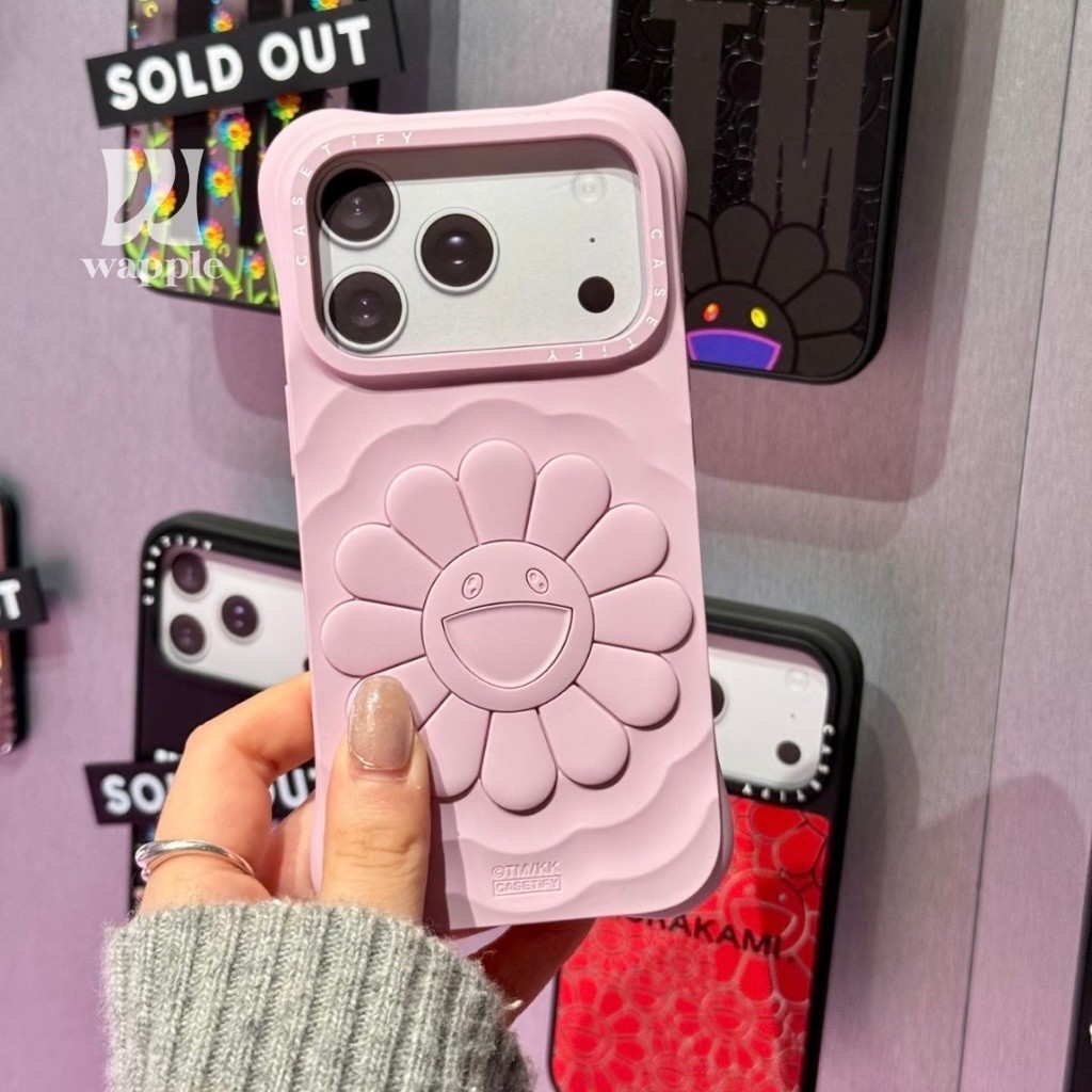 wapple-Case Silicone TAKASHI MURAKAMI เคสลายดอกไม้หน้ายิ้ม3D สำหรับรุ่นiPhone