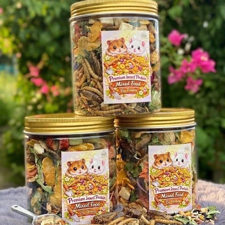 [Itsara Hamster] อาหารผสม สูตร แมลง 100g สำหรับ แฮมสเตอร์ทุกสายพันธุ์ ดอเมาส์ ดัมโบ้ กระรอก มองโกเลีย แฟตเทล