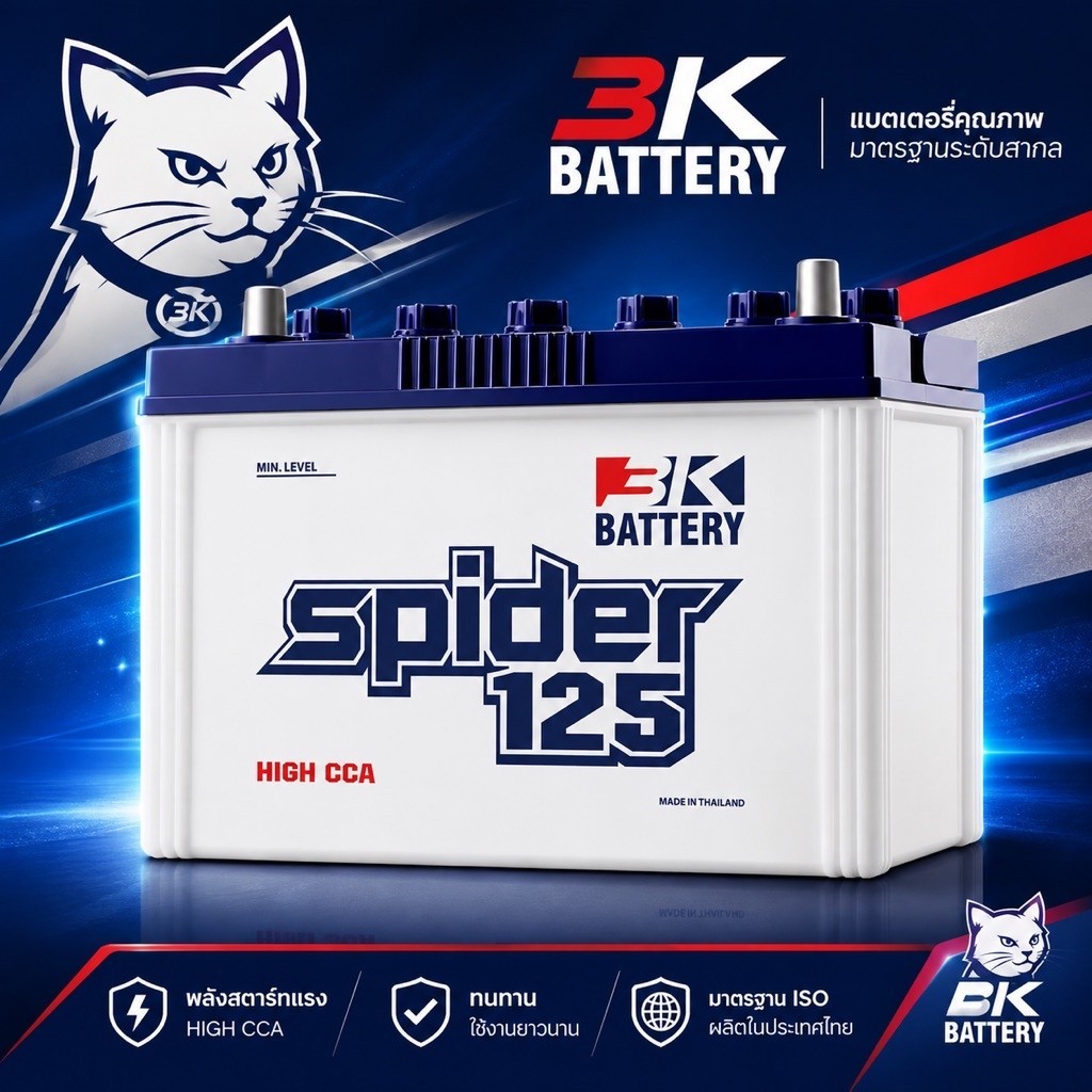 3K Battery แบตเตอรี่ รุ่น SPIDER125 3K Battery รับประกัน 1 ปี