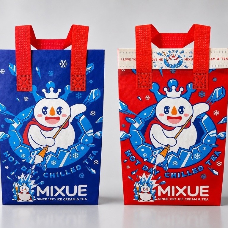 ถุงเก็บอุณหภูมิลายใหม่✨ MIXUE SizeS ใส่ได้สองแก้วลายใหม่น่ารักมาก