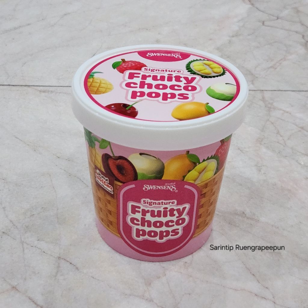 SWENSEN'S Signature Fruity choco pops กระปุกเปล่าไอศกรีมผลไม้เคลือบไวท์ช็อกโกแลตสเวนเซ่นส์