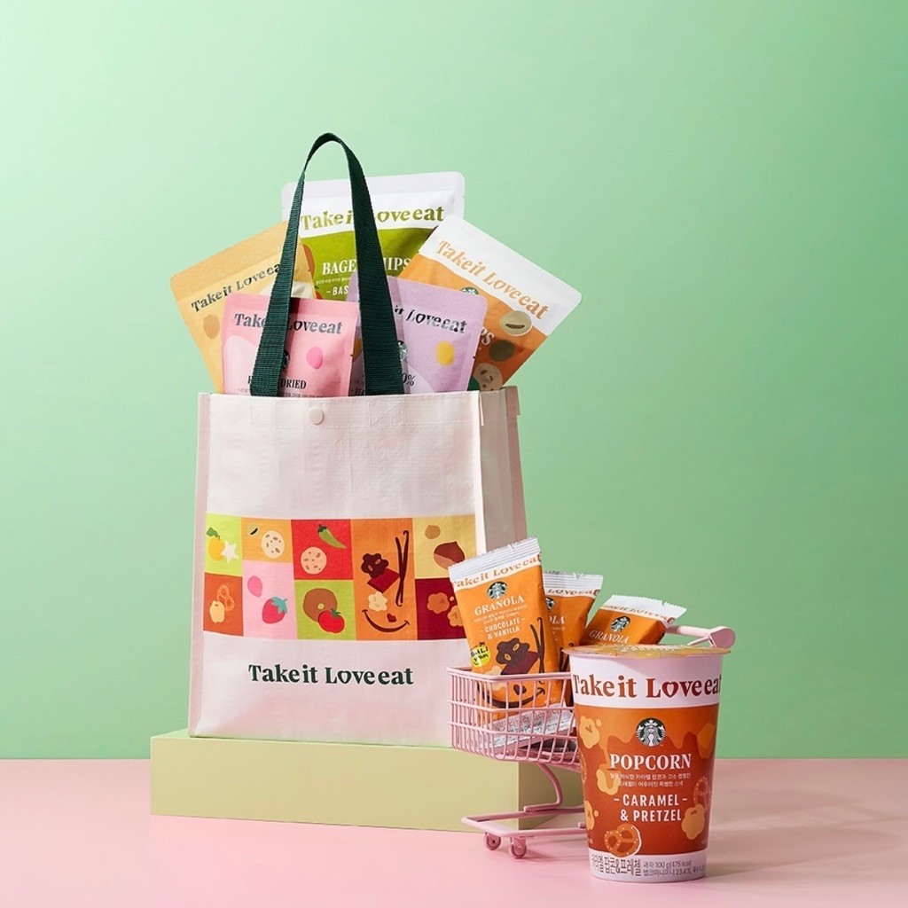 New!! Starbucks Korea "Take it Love eat" Reusable Food Bag