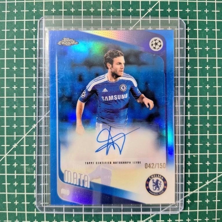 2025-26 Topps Chrome UCC Soccer Juan Mata Blue Refractor Auto /150 Color Match