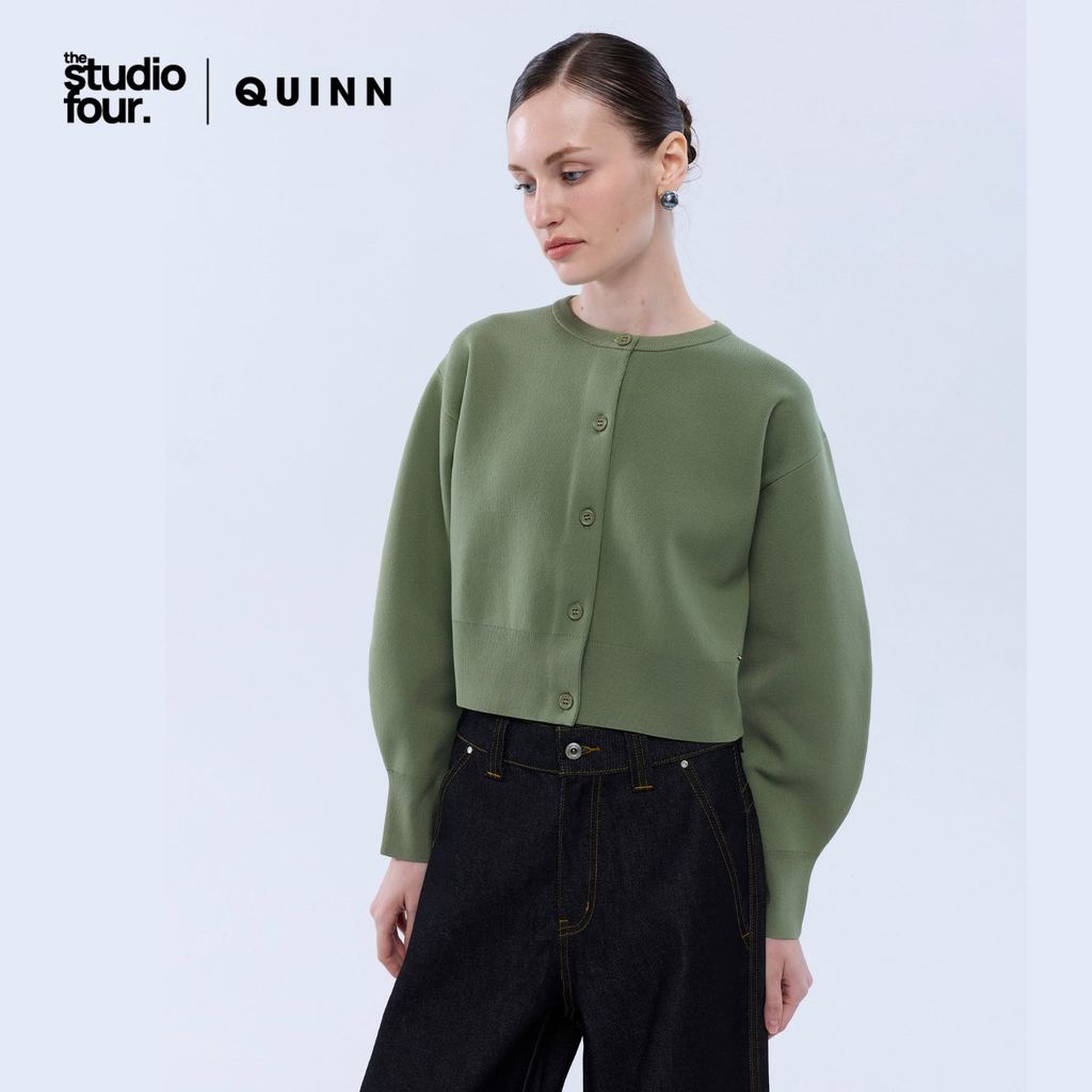 QUINN - Button Up Crop Long Sleeve Cardigan เสื้อแจ็กเก็ต (Q26FGWA068)