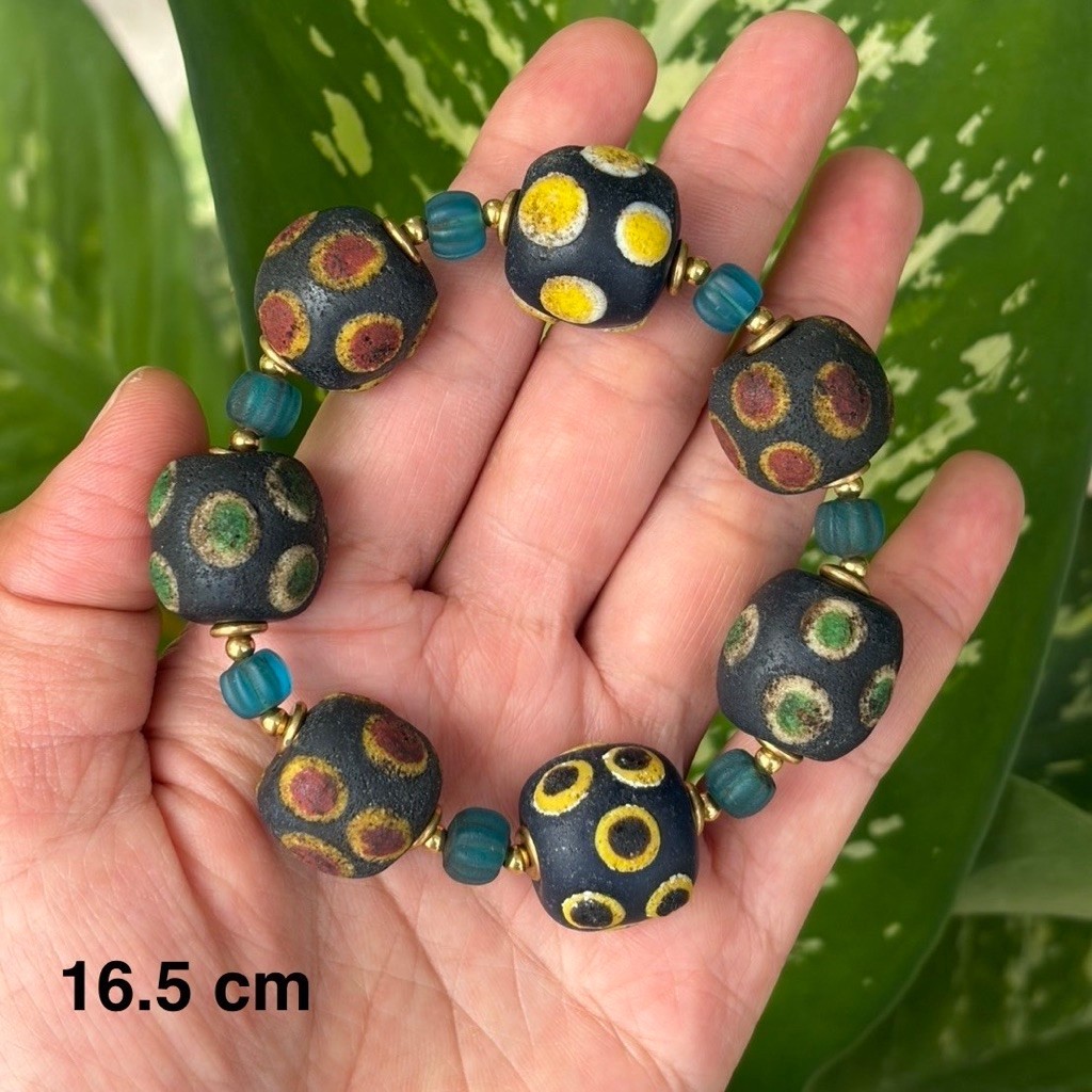 กำไลข้อมือลูกปัดลายนกยูง 1 เส้น