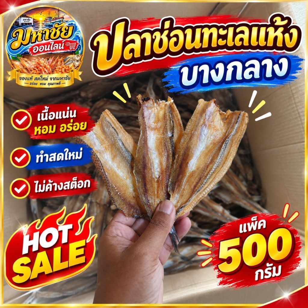 ถูกชัวร์ ส่งไว ตรงปก ปลาช่อนทะเลแห้ง ไซส์บางกลาง 500 กรัม ปลาช่อนแห้ง ปลาแห้ง หอม อร่อย ไม่เค็ม อาหารทะเลแห้ง