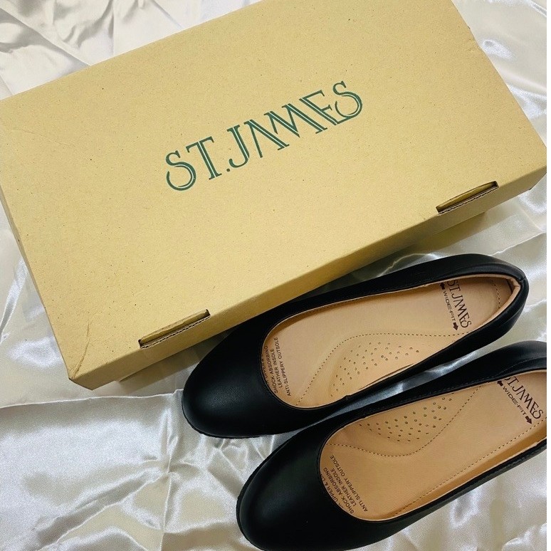 (สินค้ามือสอง) ST.JAMES รองเท้าหนังแท้ รองเท้าทำงาน ส้น 6 CM. รุ่น HONG KONG สีดำ l รองเท้าคัทชูผู้ห