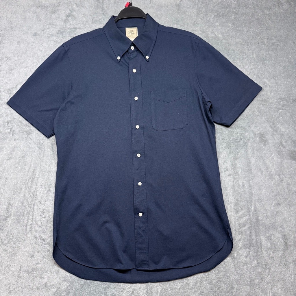 เสื้อเชิ้ตแขนสั้น J.PRESS  (ป้าย L / รอบคอ 41 cm)  สีกรมท่า สไตล์ Ivy League / Trad สินค้ามือสอง (Ma
