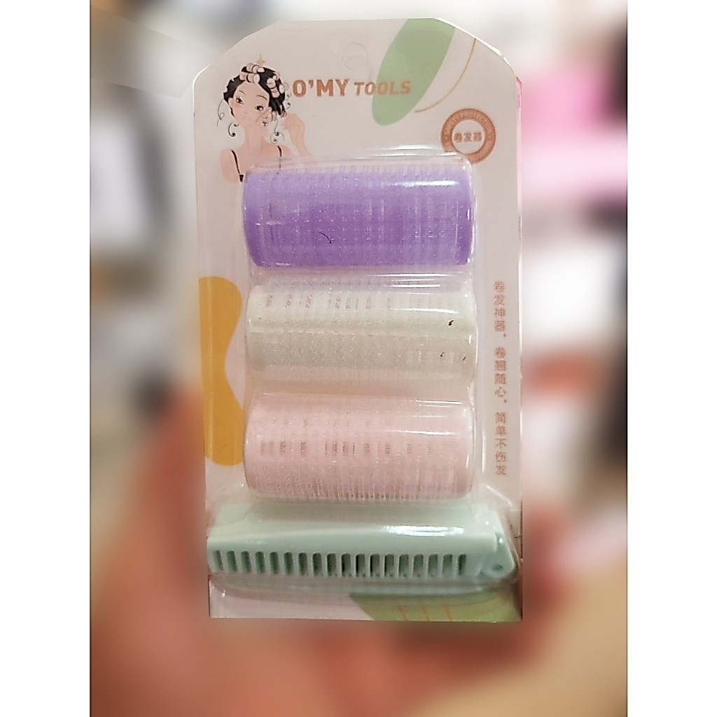 โรลม้วนผม แพ็ค 3 ชิ้น พร้อมหวีพกพา โรลม้วนหน้าม้า ม้วนลอนใหญ่ ม้วนผมหน้าม้า จัดแต่งทรงผม โรลยกโคนผม