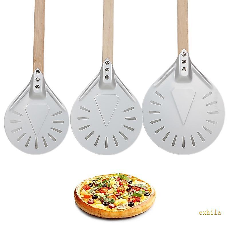 Exhila Anti-Scalding Pizza Peel Paddle Pizza Turning Peel สําหรับโฮมเมดพิซซ่า Baker พร้อมที่จับรูปไข