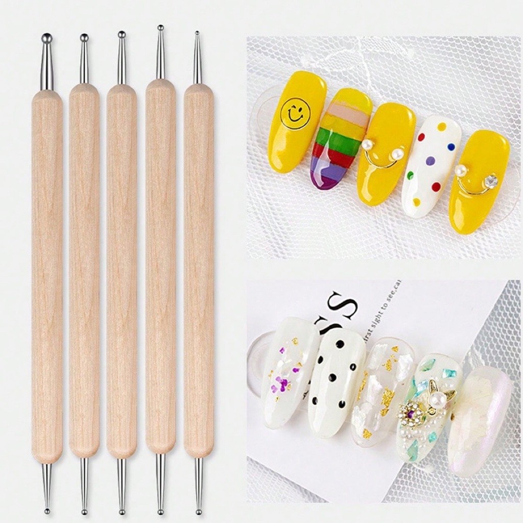 ไม้ดอท 2หัว สำหรับแต่งเล็บทำลายจุดลายดอกไม้ หนึ่งแพคมี5ชิ้น