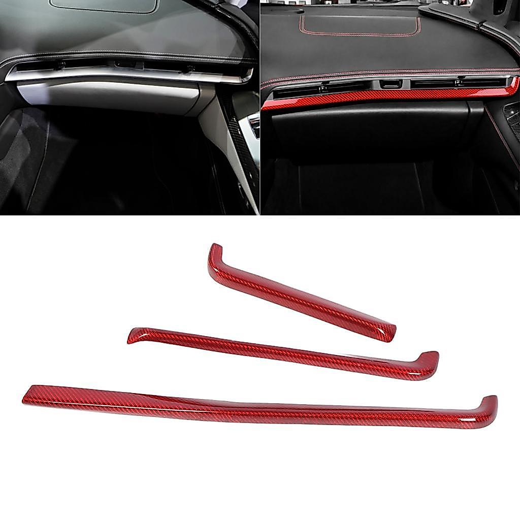 คาร์บอนไฟเบอร์แดชบอร์ด Strip Trim ชุดสําหรับ C8 Z51 Z06 ZR1 Coupe Convertible 2020-2024 Enhancing สไ