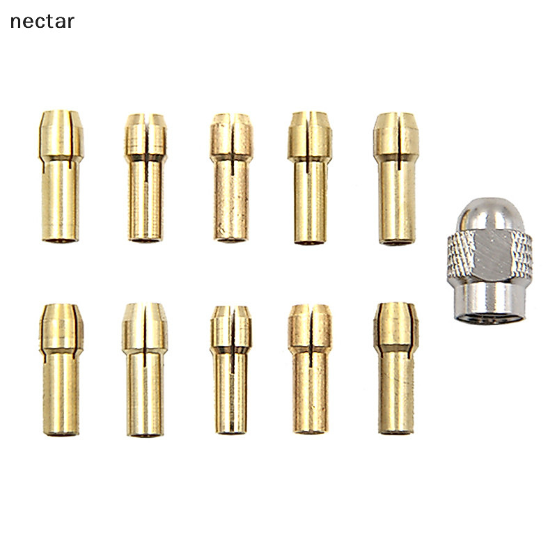TAR 11 ชิ้น/เซ็ตเจาะทองเหลือง Collet Chuck Bits สําหรับเครื่องมือโรตารี่ 0.5-3.2 มม.N