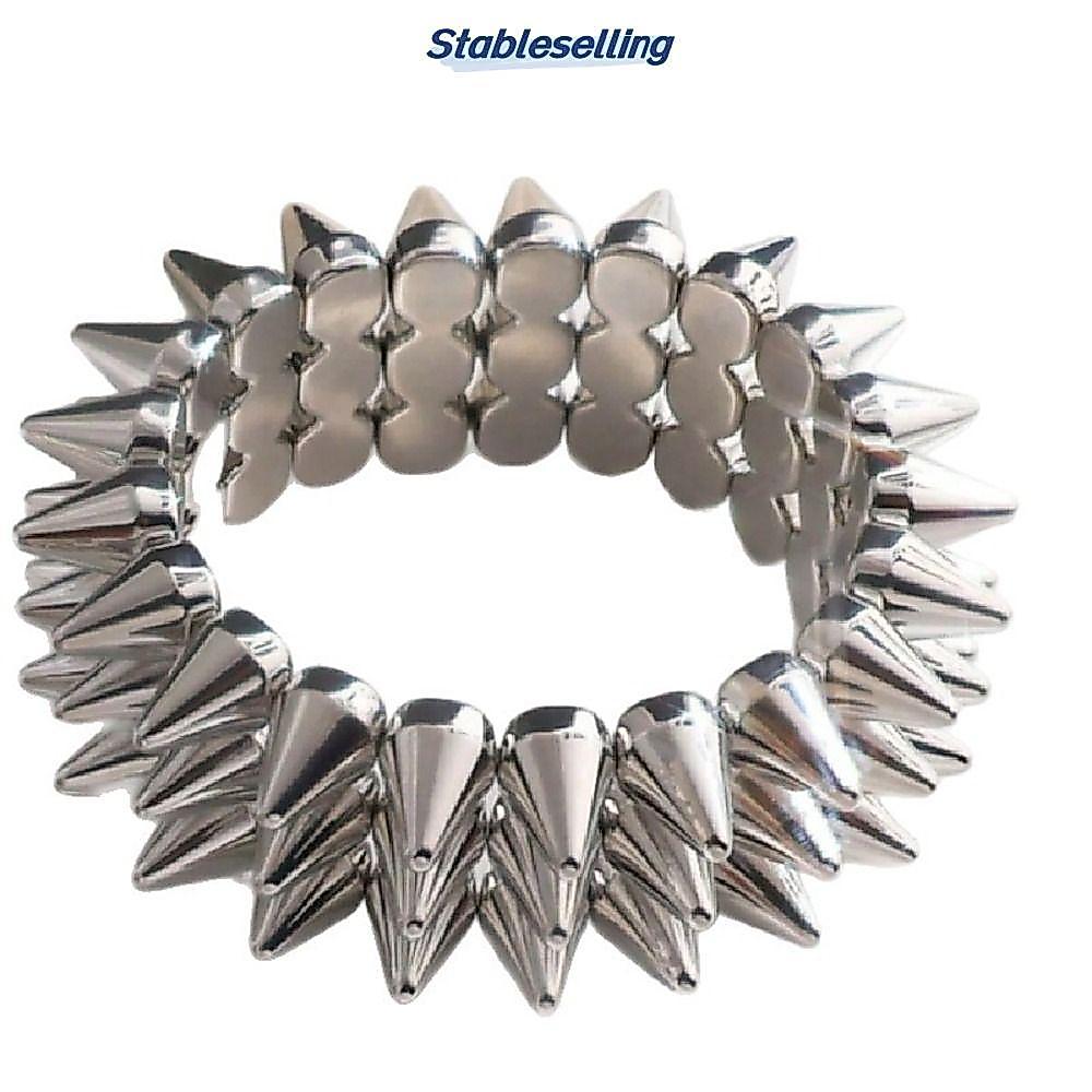 STABLESELLING Chunky Bracelet, Wide Band Goth Accessories Y2K Punk Bracelet, Fashion Cool Triple Lay