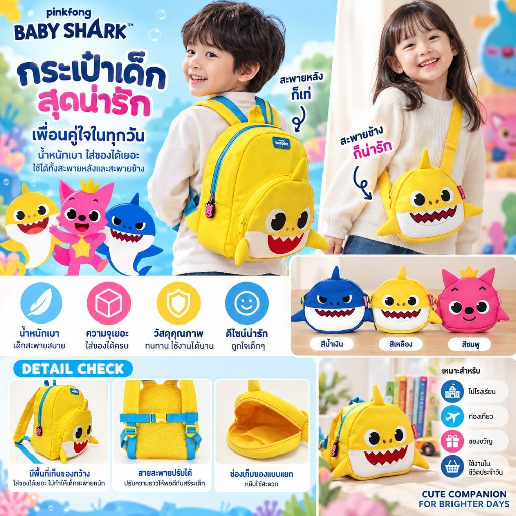 Baby shark กระเป๋าสำหรับเด็ก
